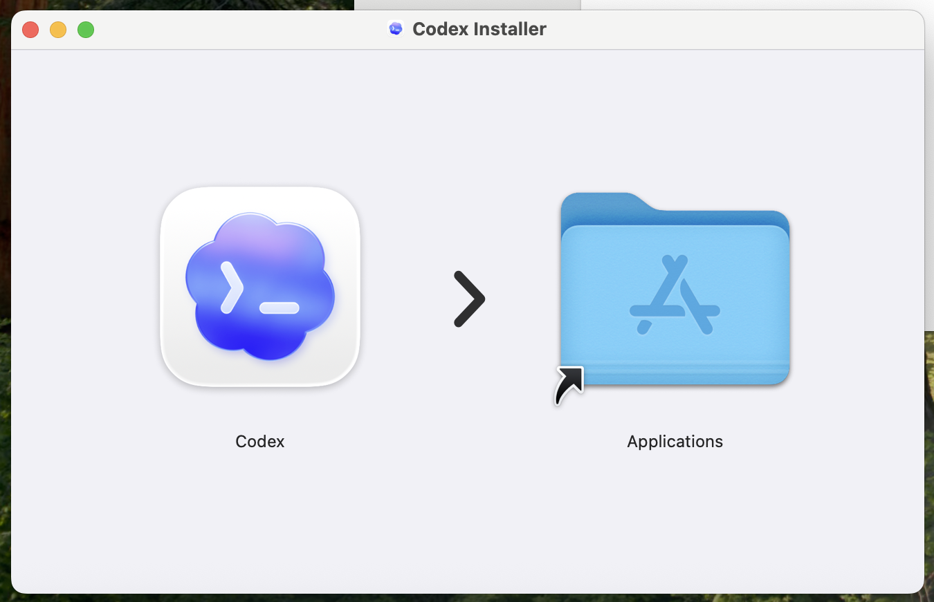 ApplicationsフォルダにCodexをドラッグ